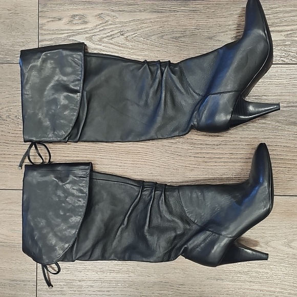 Black, Knee-High, Women's, Boots, Casual, Dance, Cowgirl, Winter, Heels, Office - Picture 2 of 6